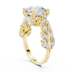 14K White Gold Round Diamond Laurel Leaf Engagement Ring