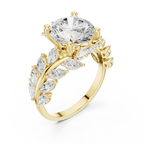 14K White Gold Round Diamond Laurel Leaf Engagement Ring
