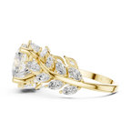 14K White Gold Round Diamond Laurel Leaf Engagement Ring