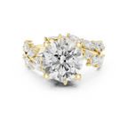 14K White Gold Round Diamond Laurel Leaf Engagement Ring
