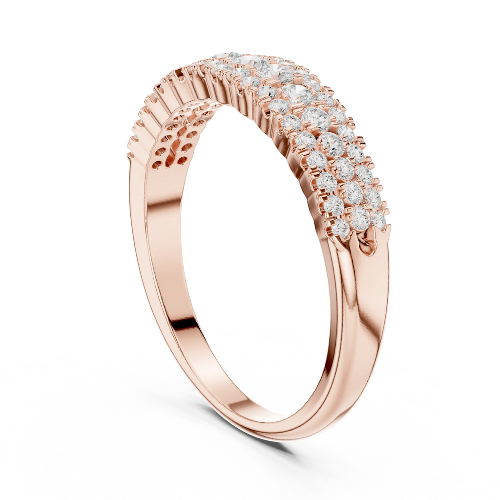 10K White Gold Three-Row Pavé Diamond Anniversary Band