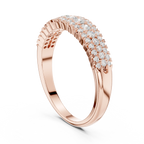 10K White Gold Three-Row Pavé Diamond Anniversary Band