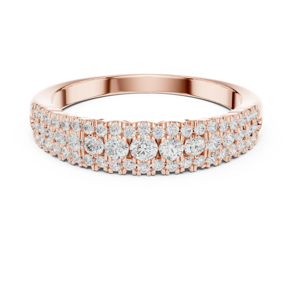 10K White Gold Three-Row Pavé Diamond Anniversary Band