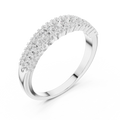 10K White Gold Three-Row Pavé Diamond Anniversary Band