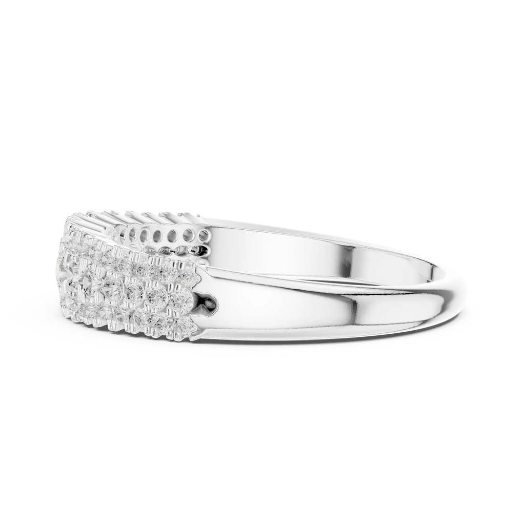 10K White Gold Three-Row Pavé Diamond Anniversary Band