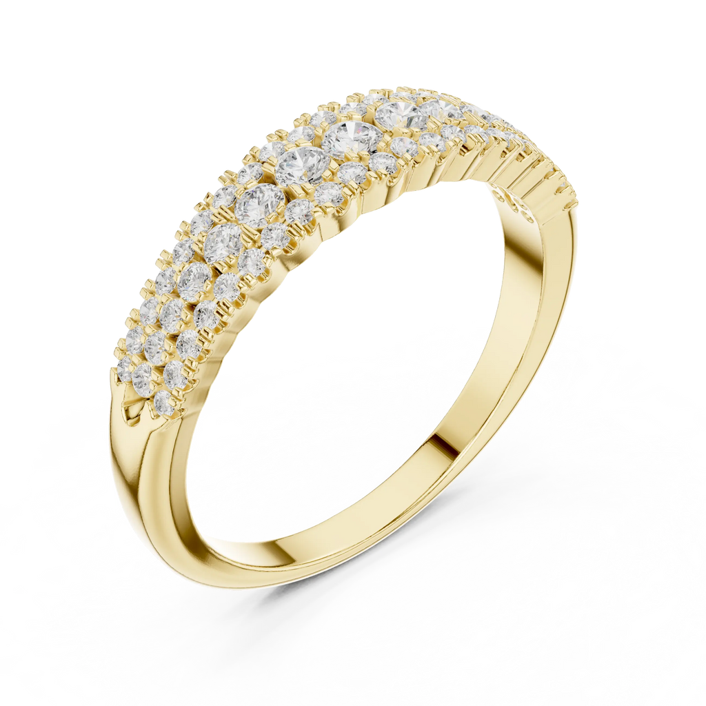 10K White Gold Three-Row Pavé Diamond Anniversary Band