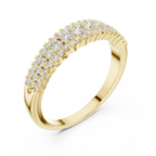 10K White Gold Three-Row Pavé Diamond Anniversary Band