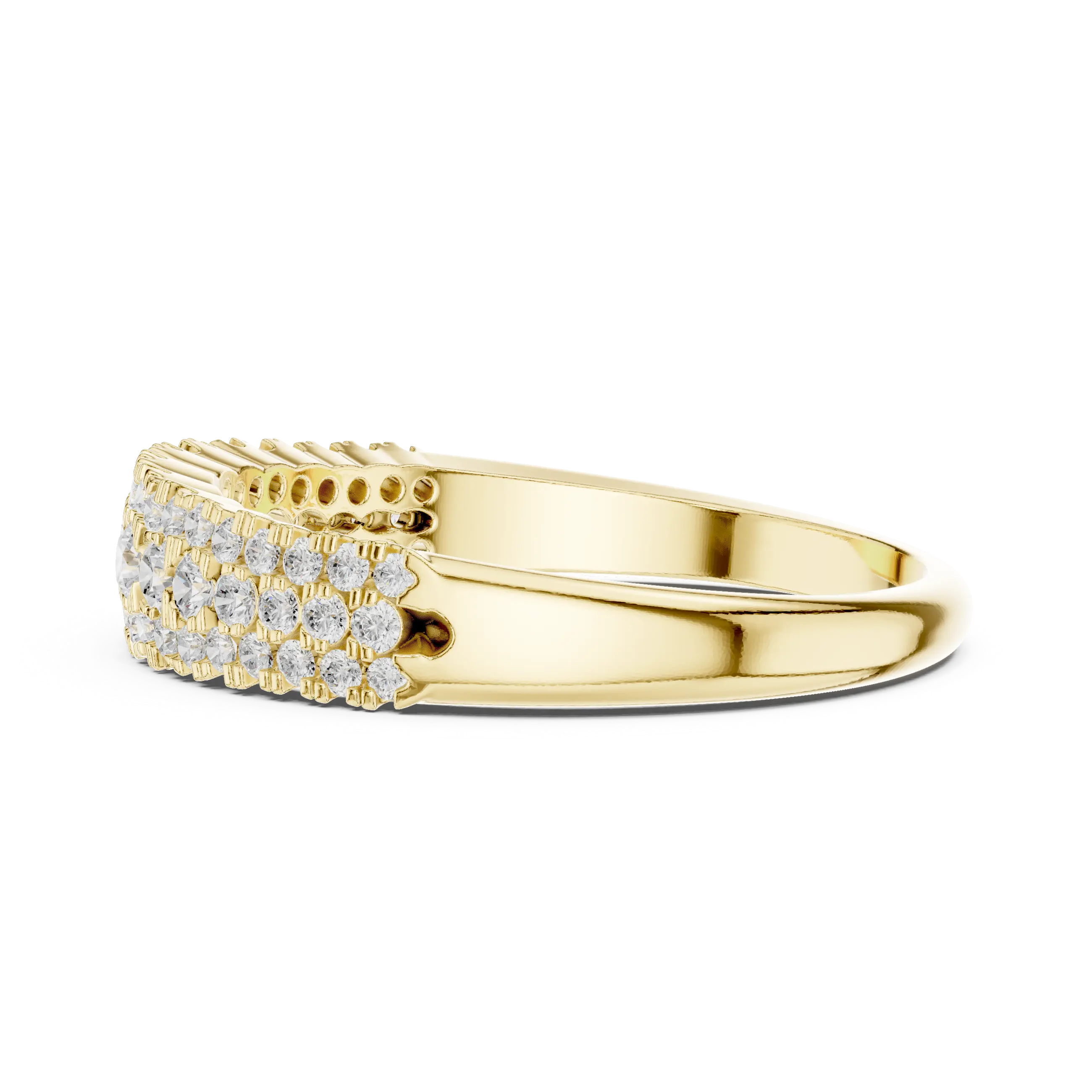 10K White Gold Three-Row Pavé Diamond Anniversary Band