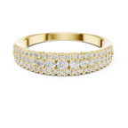 10K White Gold Three-Row Pavé Diamond Anniversary Band