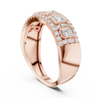 14K White Gold Emerald-Cut Bezel & Pavé Diamond Band