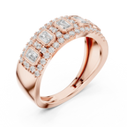 14K White Gold Emerald-Cut Bezel & Pavé Diamond Band