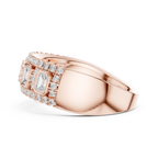 14K White Gold Emerald-Cut Bezel & Pavé Diamond Band