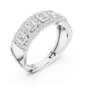 14K White Gold Emerald-Cut Bezel & Pavé Diamond Band