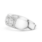 14K White Gold Emerald-Cut Bezel & Pavé Diamond Band