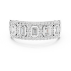 14K White Gold Emerald-Cut Bezel & Pavé Diamond Band