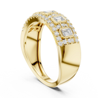 14K White Gold Emerald-Cut Bezel & Pavé Diamond Band