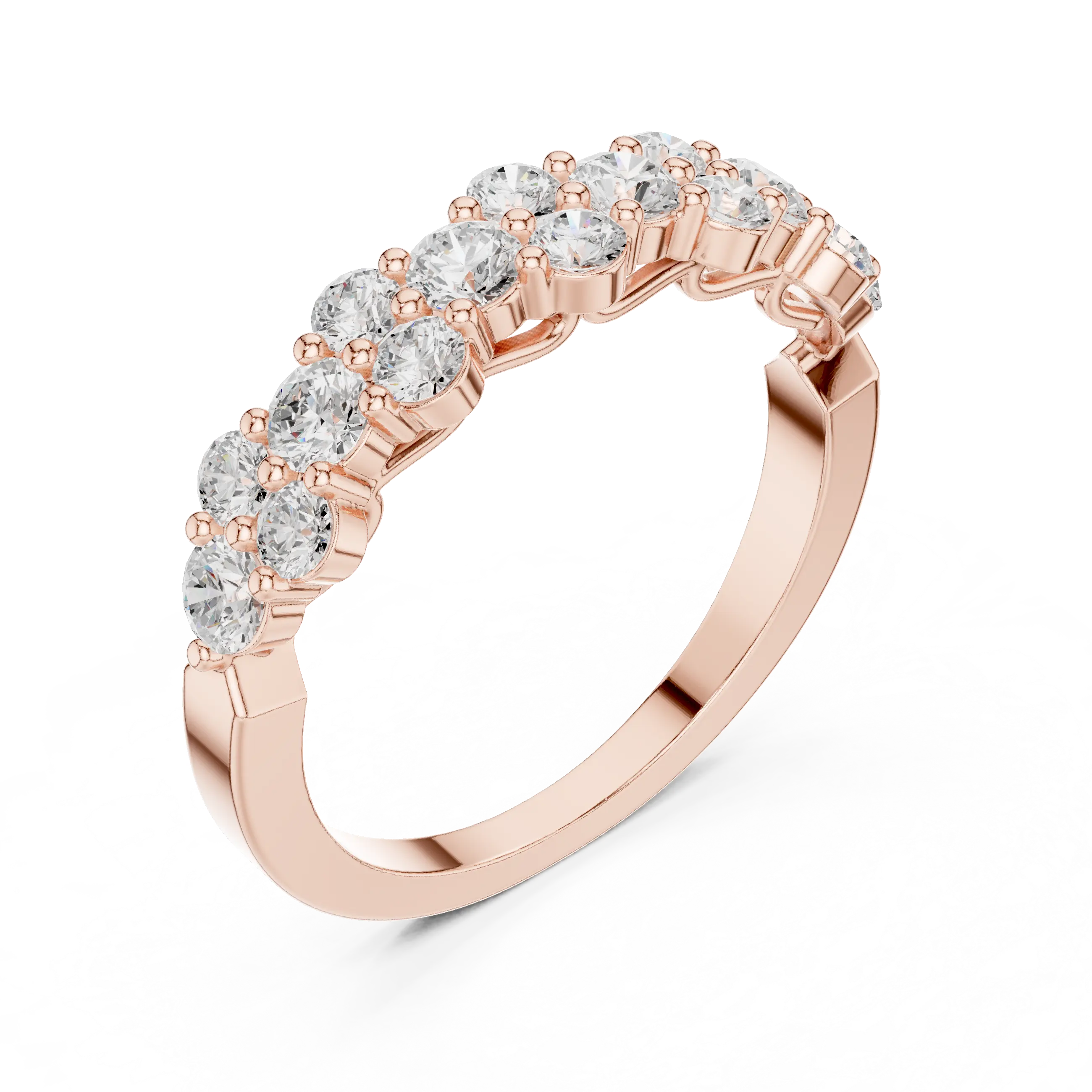 18K White Gold Five-Stone Round Diamond Anniversary Band