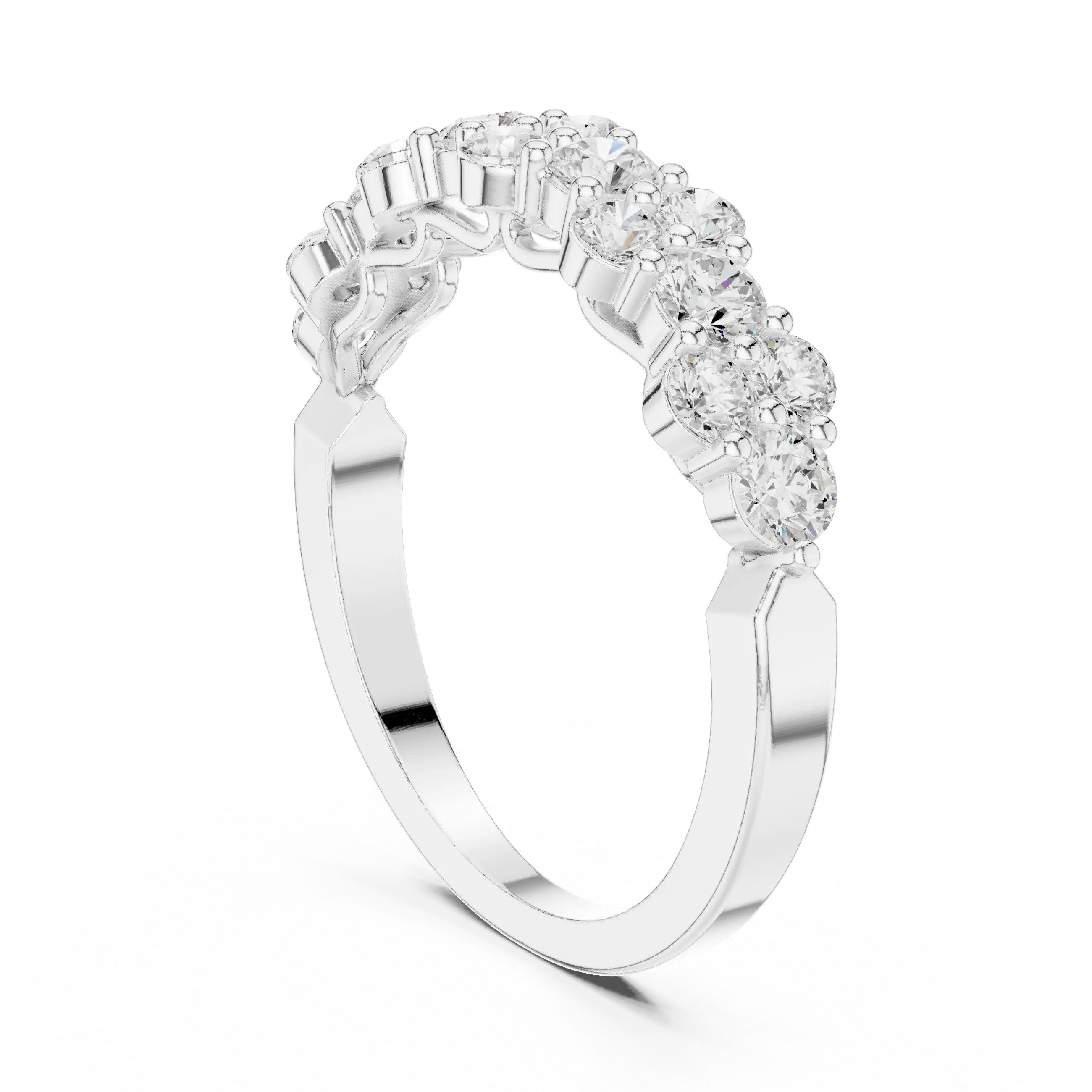 18K White Gold Five-Stone Round Diamond Anniversary Band
