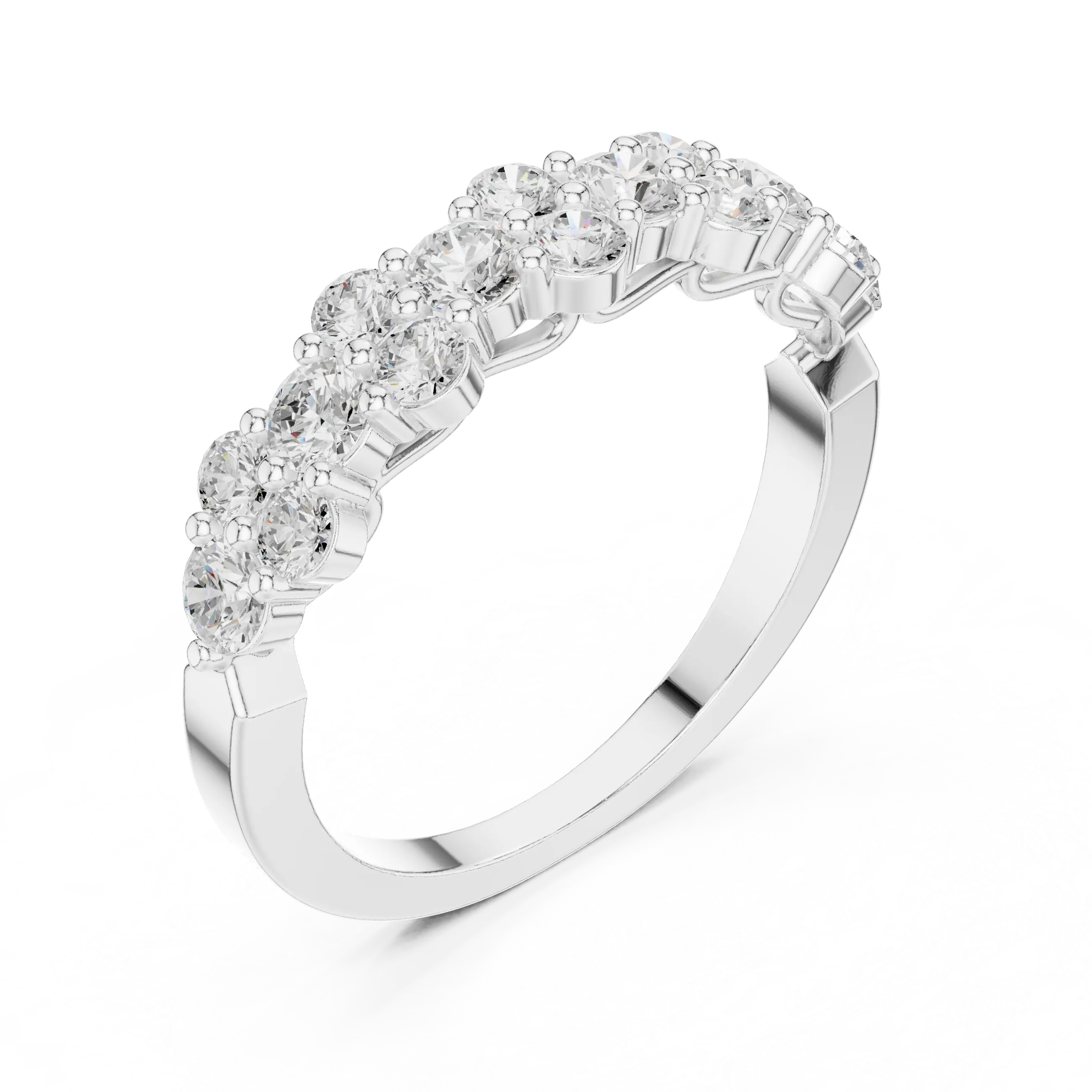 18K White Gold Five-Stone Round Diamond Anniversary Band