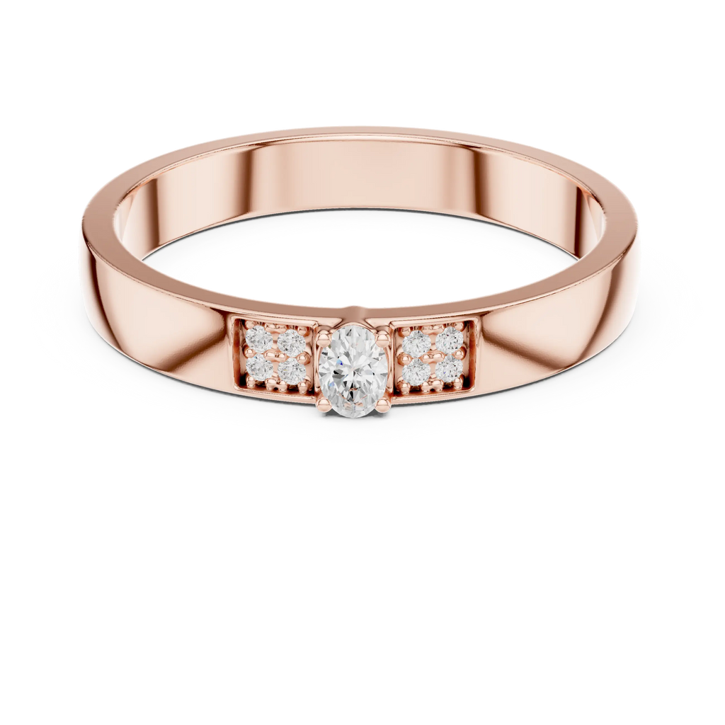 10K White Gold Oval Lab Grown Diamond Petite Cluster Band