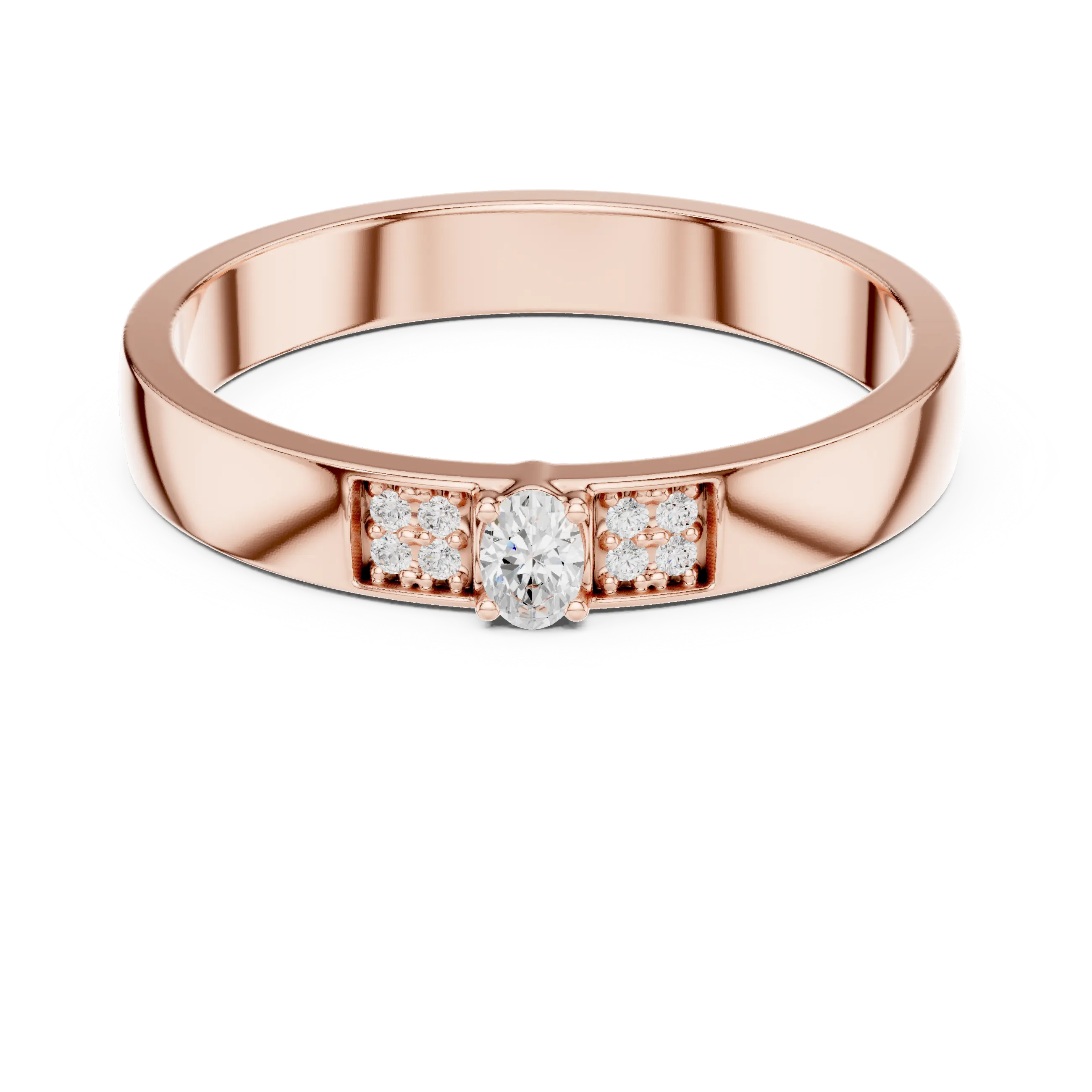 10K White Gold Oval Lab Grown Diamond Petite Cluster Band