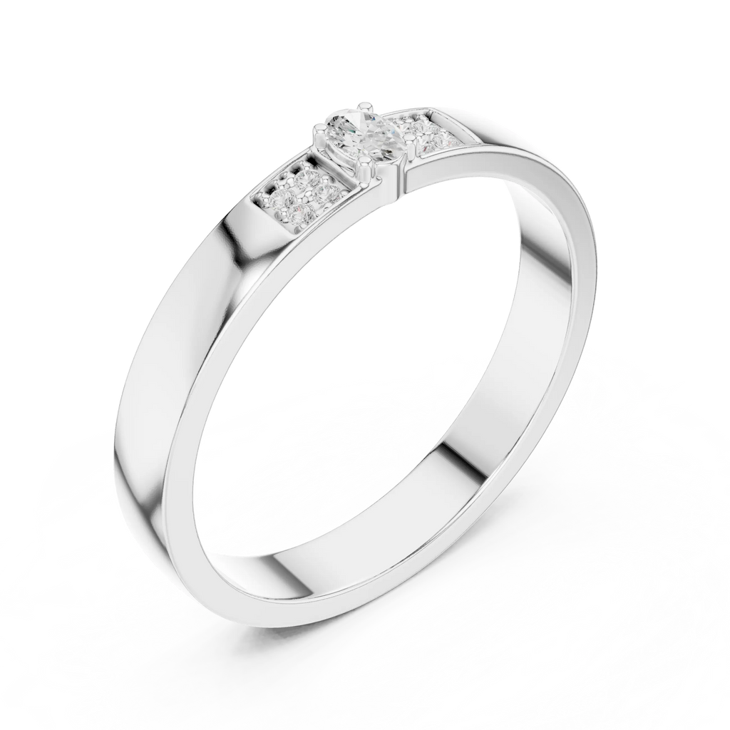 10K White Gold Oval Lab Grown Diamond Petite Cluster Band
