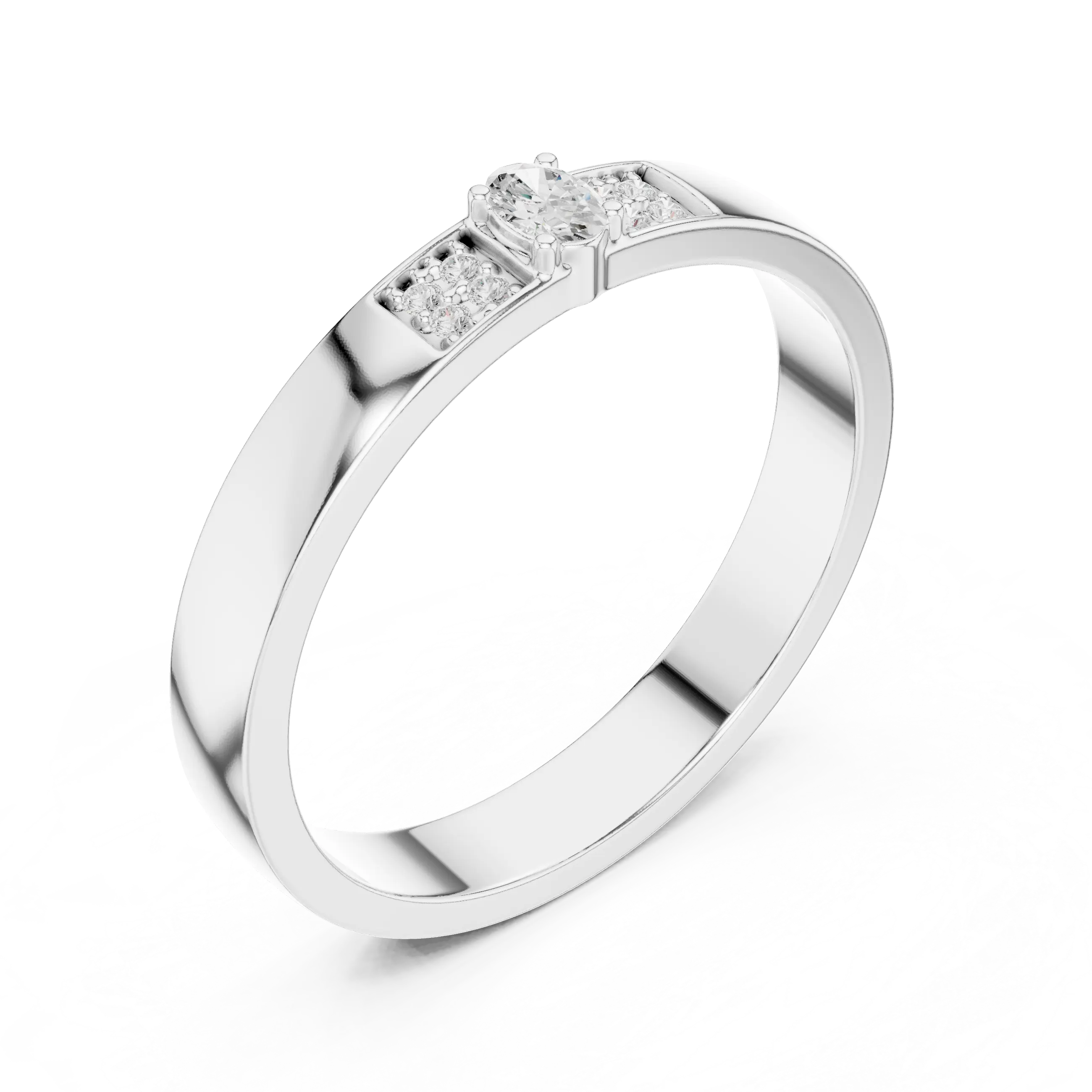10K White Gold Oval Lab Grown Diamond Petite Cluster Band