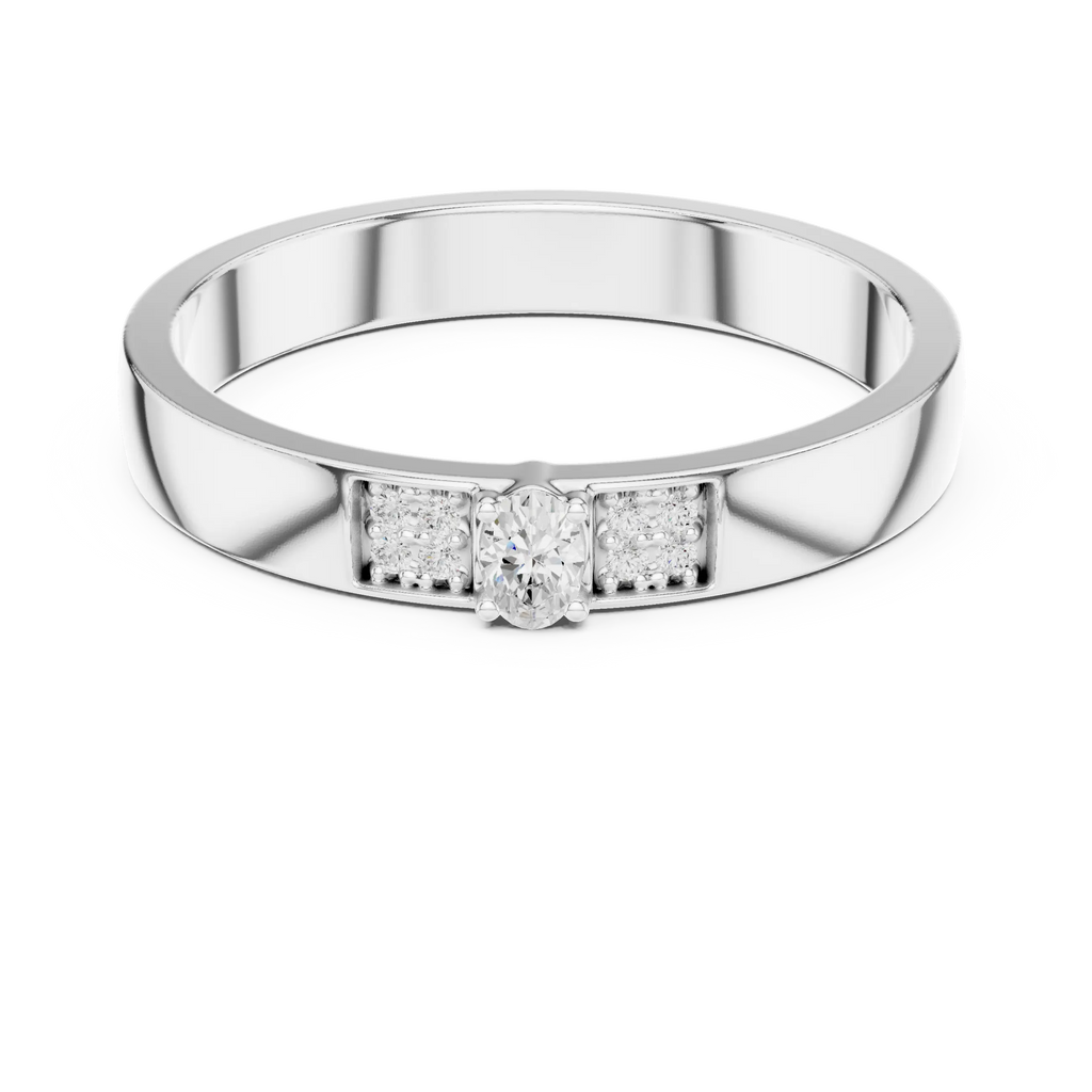 10K White Gold Oval Lab Grown Diamond Petite Cluster Band