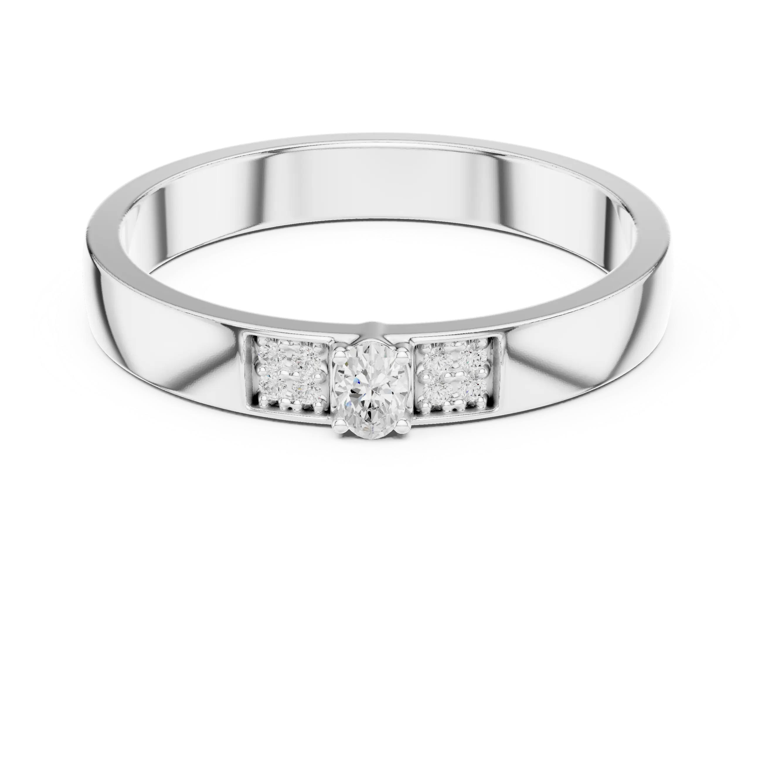 10K White Gold Oval Lab Grown Diamond Petite Cluster Band