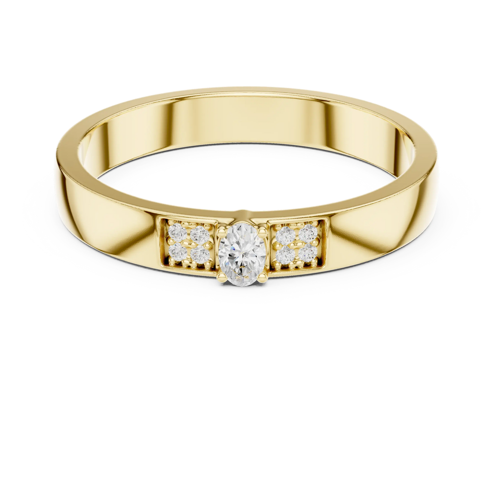 10K White Gold Oval Lab Grown Diamond Petite Cluster Band