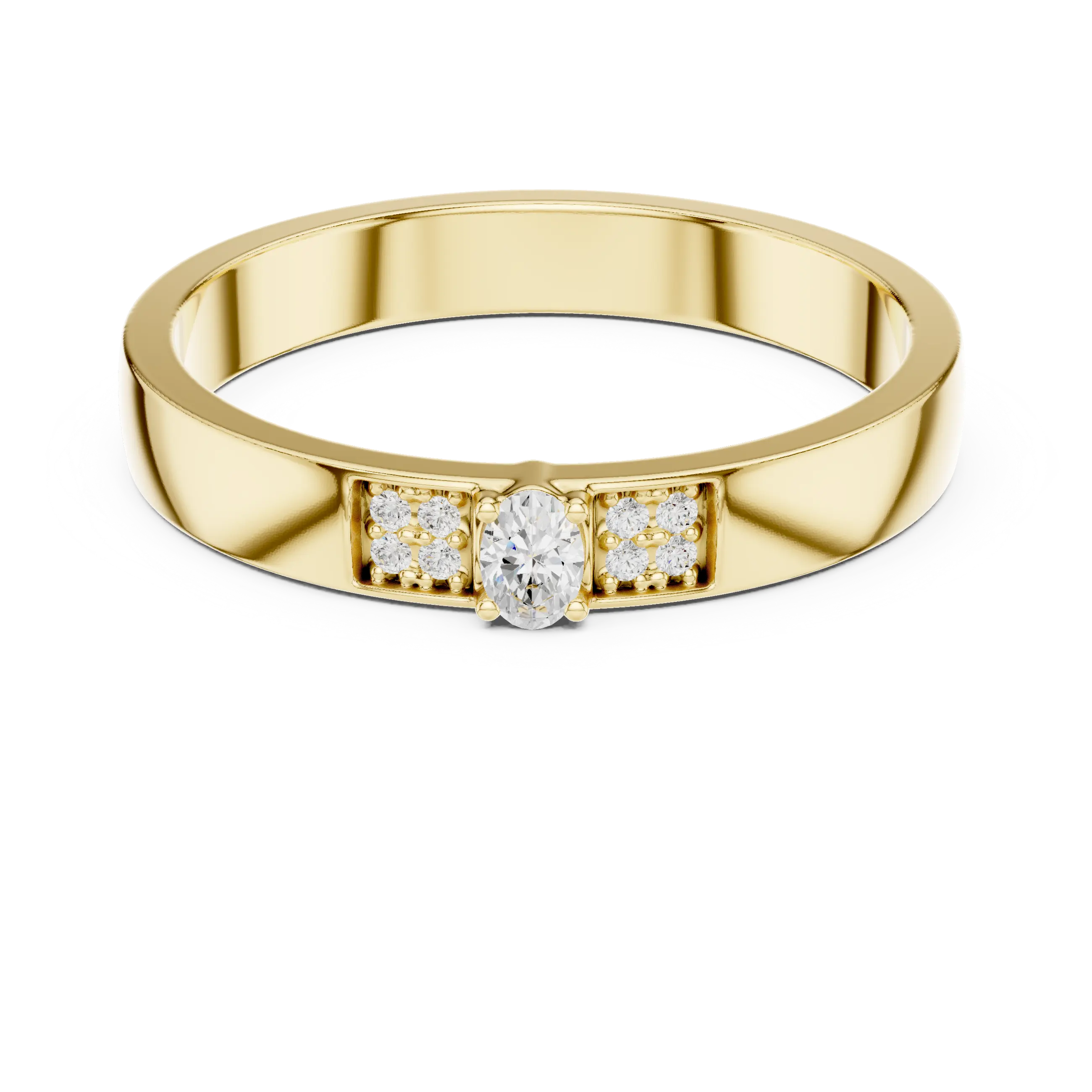 10K White Gold Oval Lab Grown Diamond Petite Cluster Band
