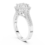 14K White Gold Round Diamond Cluster Halo Heart Ring