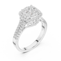 14K White Gold Round Diamond Cluster Halo Heart Ring