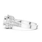14K White Gold Round Diamond Cluster Halo Heart Ring