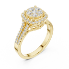 14K White Gold Round Diamond Cluster Halo Heart Ring