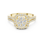 14K White Gold Round Diamond Cluster Halo Heart Ring