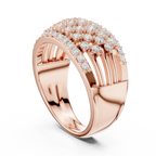 10K White Gold Multi-Row Lattice Lab Grown Diamond Statement Band