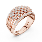 10K White Gold Multi-Row Lattice Lab Grown Diamond Statement Band