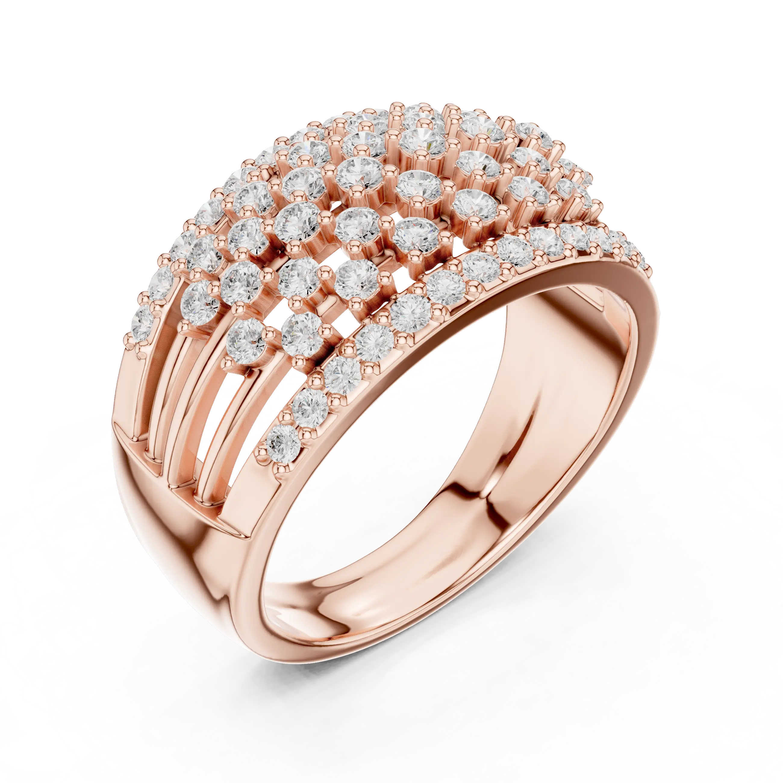 10K White Gold Multi-Row Lattice Lab Grown Diamond Statement Band