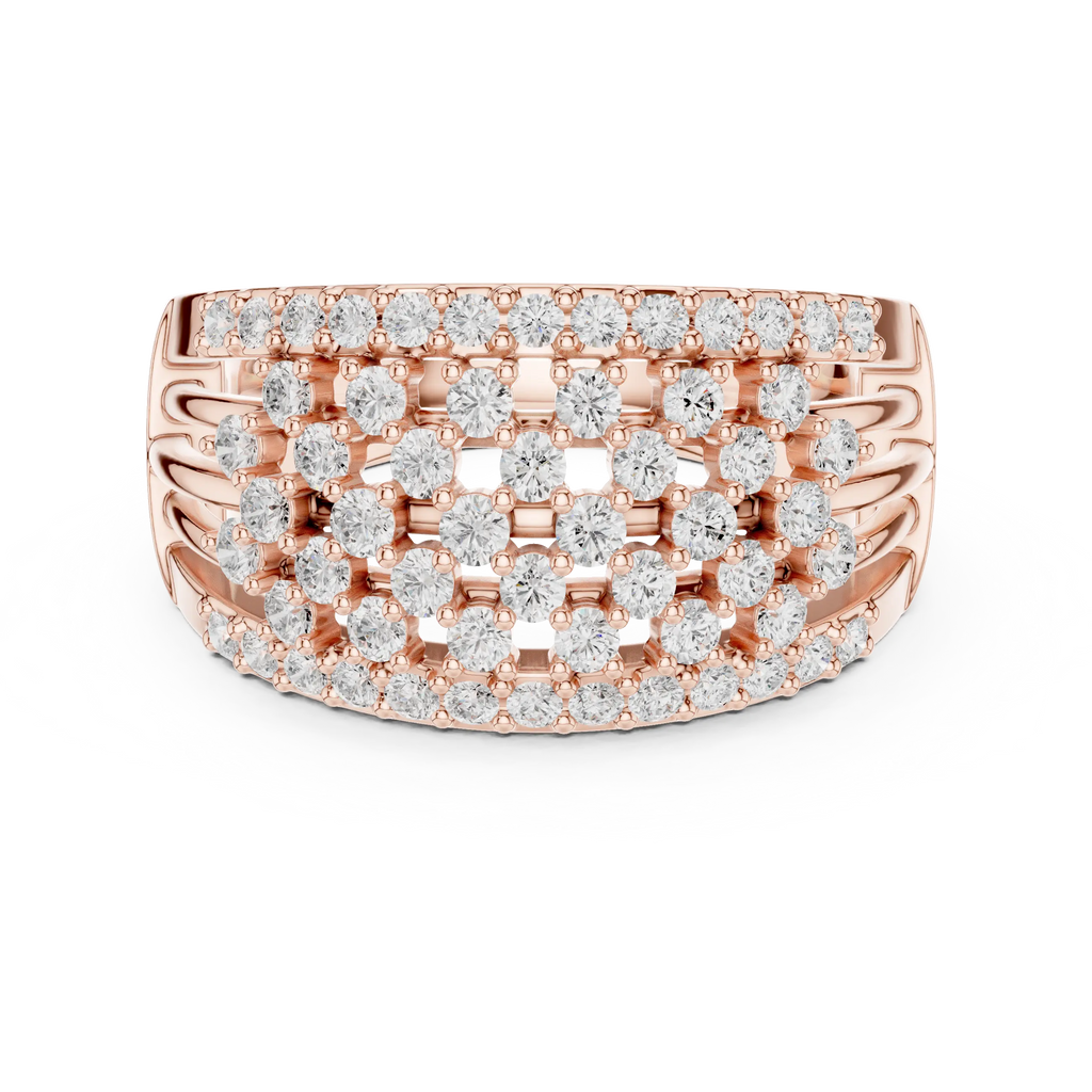 10K White Gold Multi-Row Lattice Lab Grown Diamond Statement Band