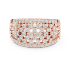 10K White Gold Multi-Row Lattice Lab Grown Diamond Statement Band