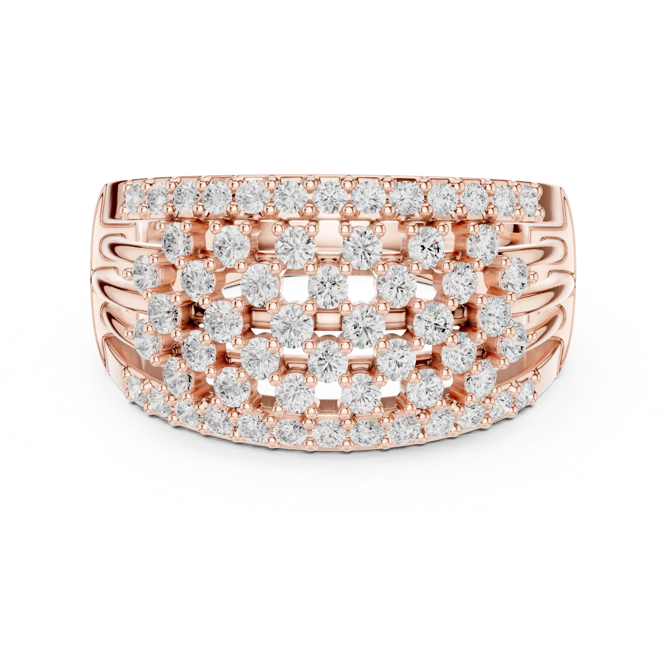 10K White Gold Multi-Row Lattice Lab Grown Diamond Statement Band