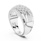 10K White Gold Multi-Row Lattice Lab Grown Diamond Statement Band