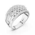 10K White Gold Multi-Row Lattice Lab Grown Diamond Statement Band