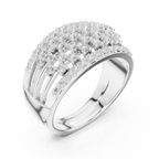 10K White Gold Multi-Row Lattice Lab Grown Diamond Statement Band