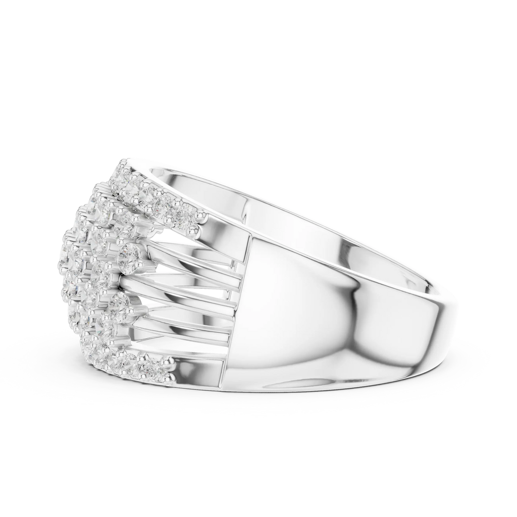 10K White Gold Multi-Row Lattice Lab Grown Diamond Statement Band