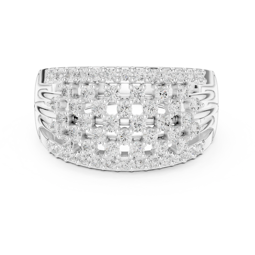10K White Gold Multi-Row Lattice Lab Grown Diamond Statement Band