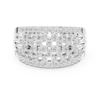 10K White Gold Multi-Row Lattice Lab Grown Diamond Statement Band