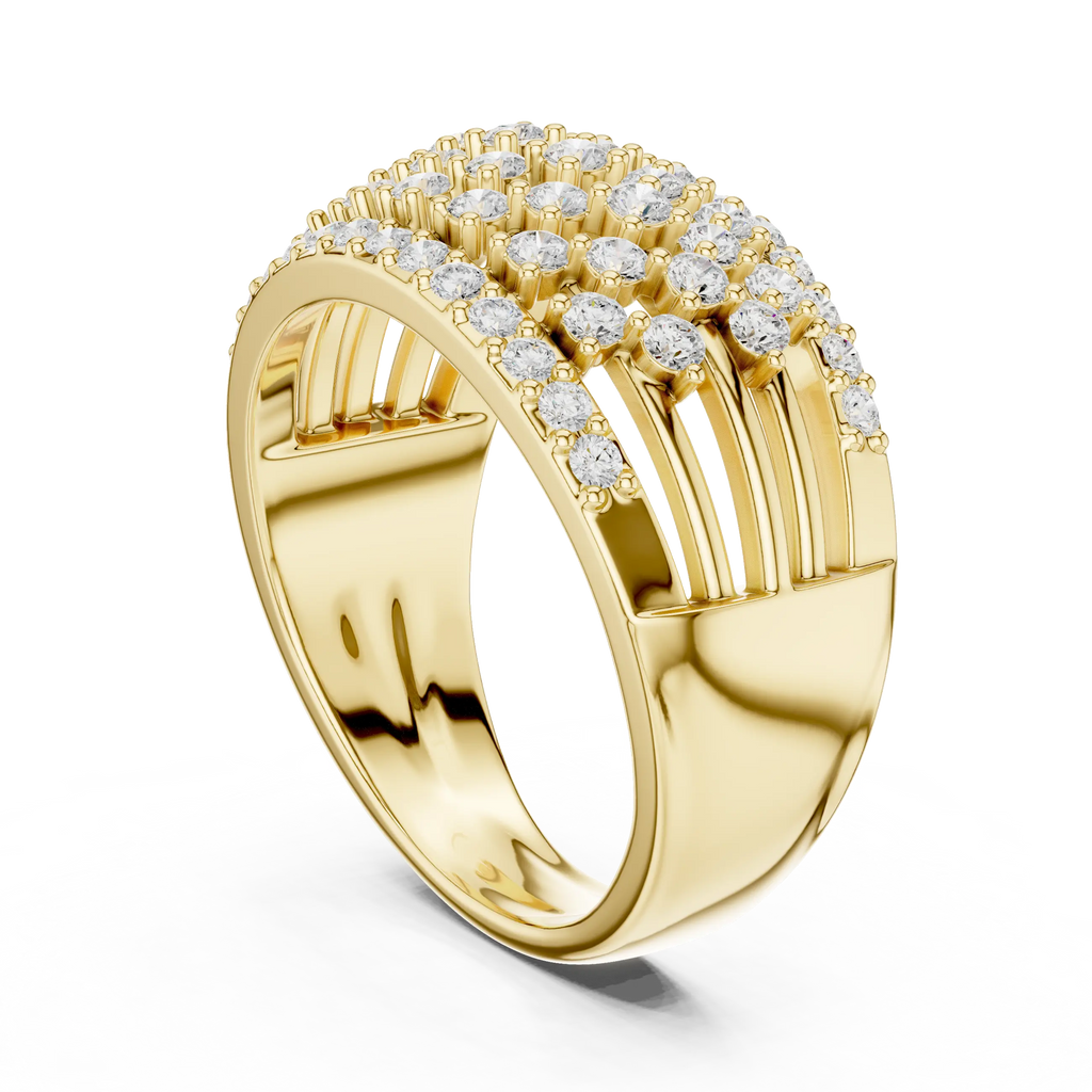 10K White Gold Multi-Row Lattice Lab Grown Diamond Statement Band