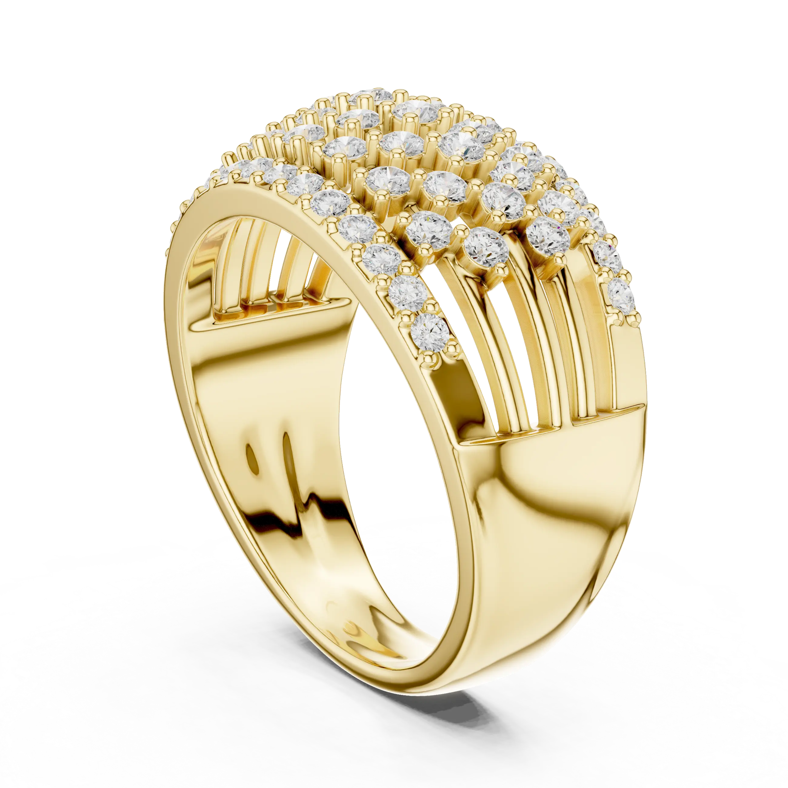10K White Gold Multi-Row Lattice Lab Grown Diamond Statement Band